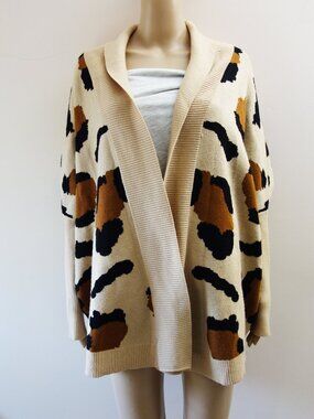 Philosophy Republic Clothing Leopard Print Cardigan Sweater Knit (S) EUC